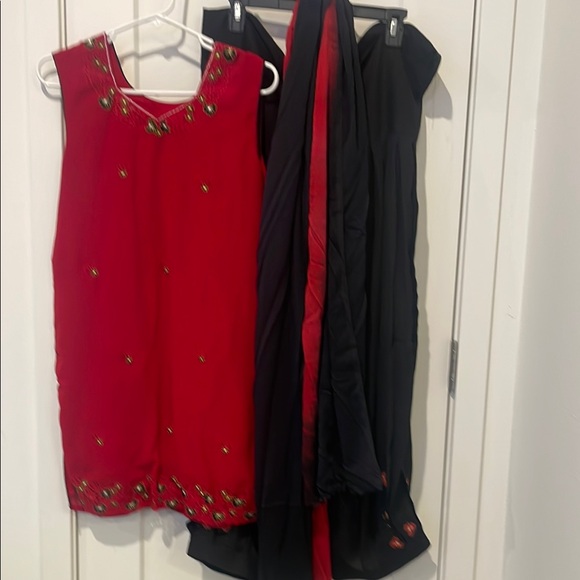 Dresses & Skirts - Embellished Red Sleeveless salwar kameez